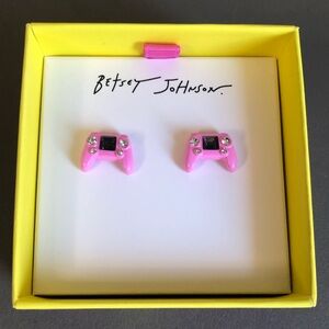 NEW Betsey Johnson Pink Rhinestone Game Controller Stud Earrings NWT
